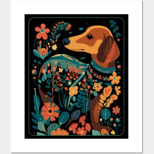 Dachshund, Doxie Dog Cottagecore Aesthetic Posters and Art